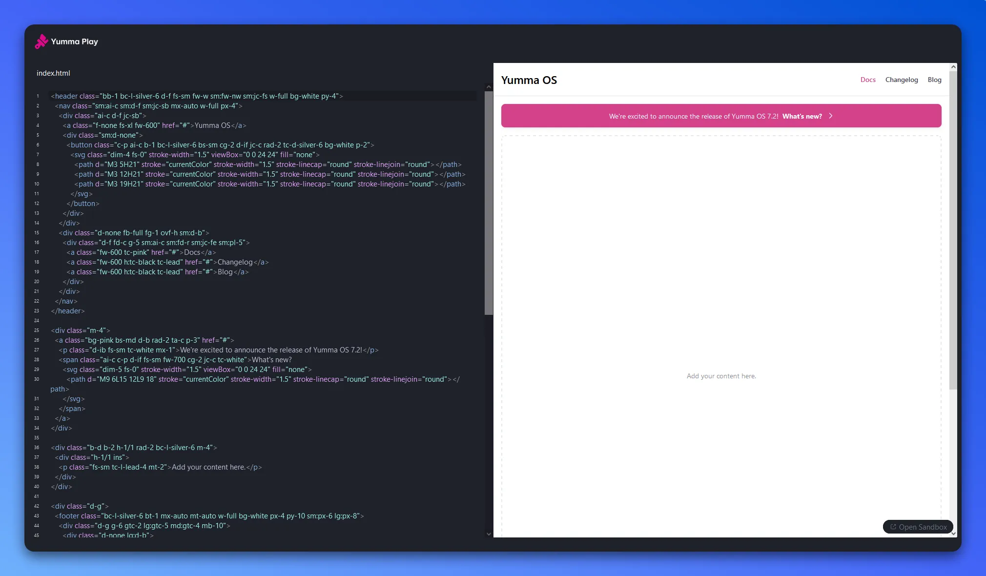 Yumma CSS Play - Zero Configuration